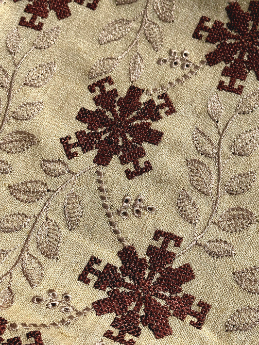 Premium Fancy Wool Shawl Beige With Heavy Decorative Motifs