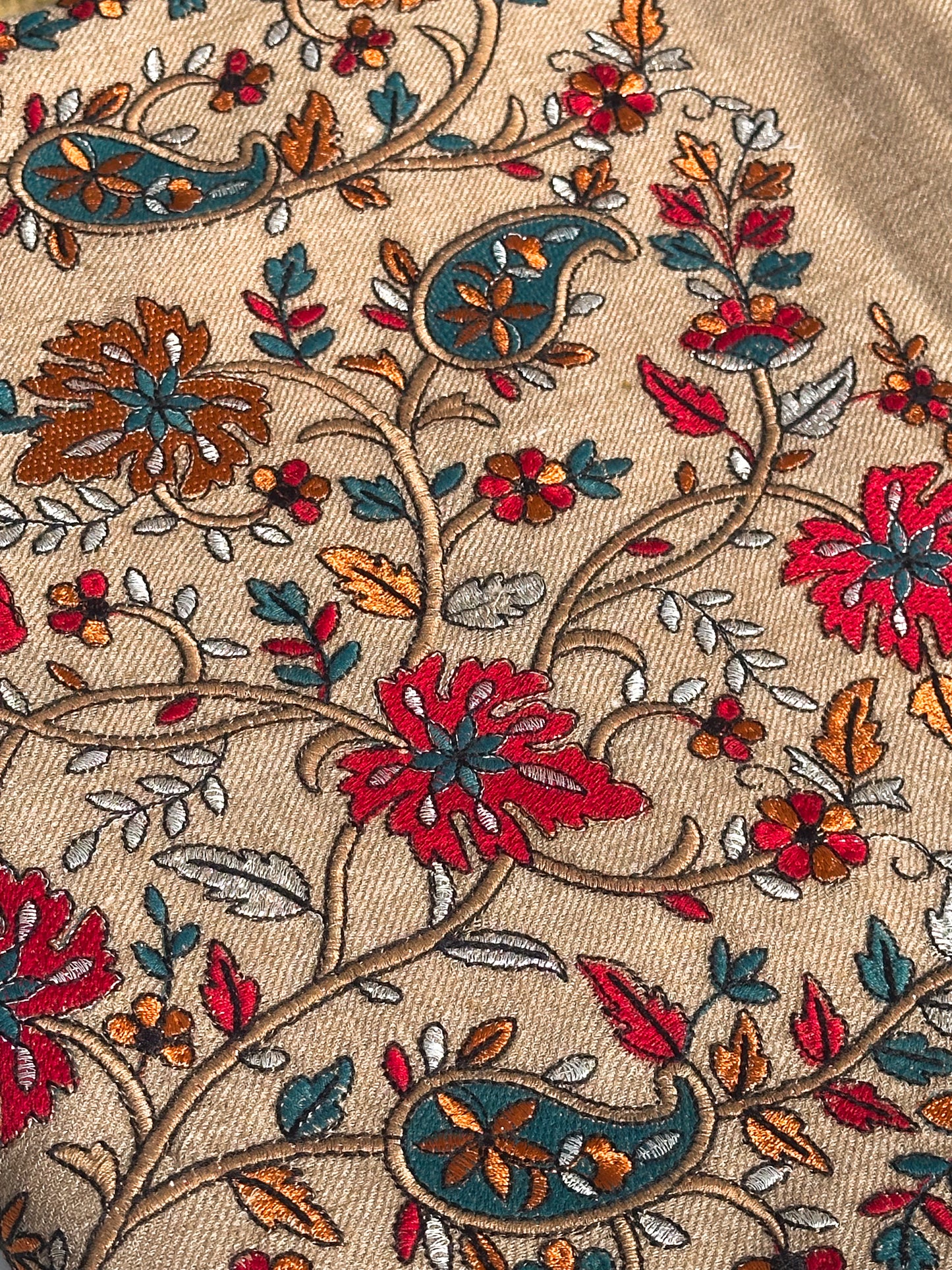Heritage Floral Embroidered Pashmina Shawl