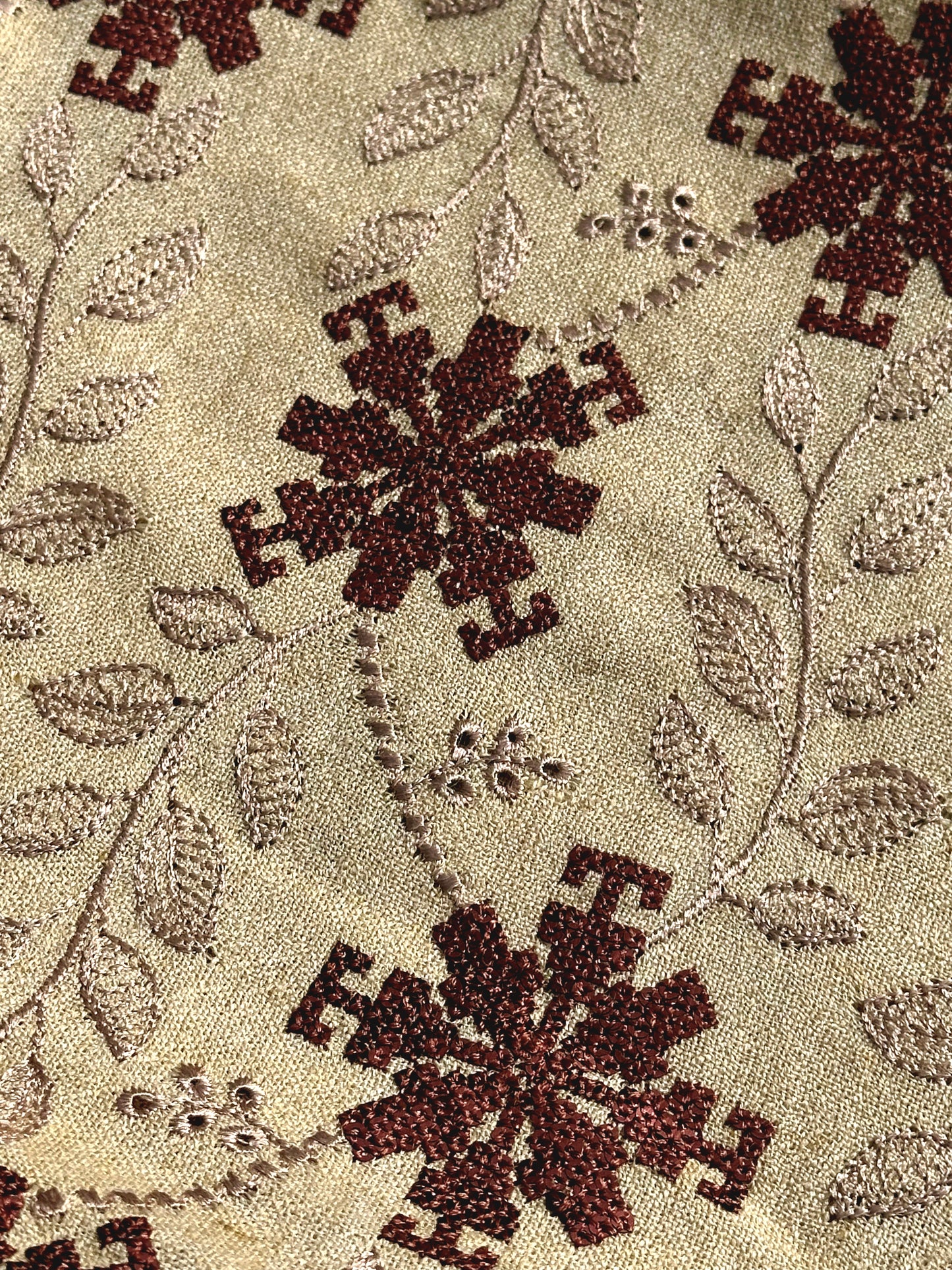 Premium Fancy Wool Shawl Beige With Heavy Decorative Motifs