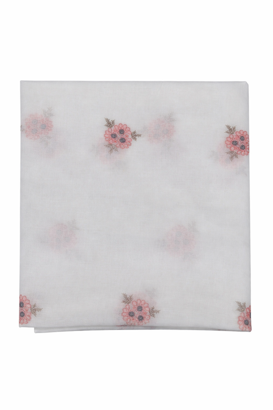 Luxury Swiss Lawn Fabric with Delicate Floral Motif Pattern