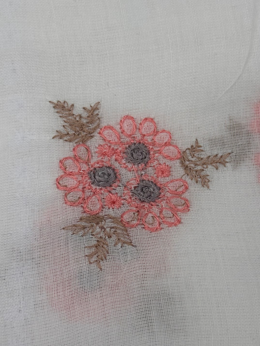 Luxury Swiss Lawn Fabric with Delicate Floral Motif Pattern