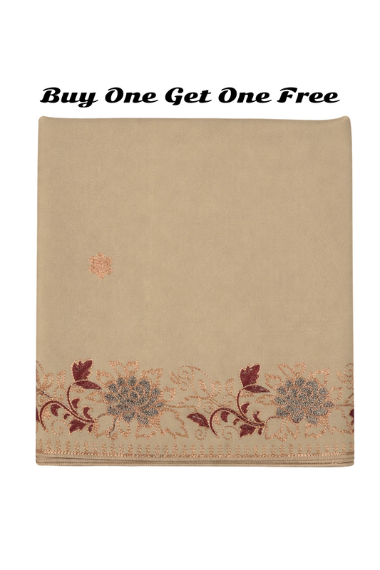 Ivory Embroidered Swiss Lawn Shawl | Buy One Get One Free