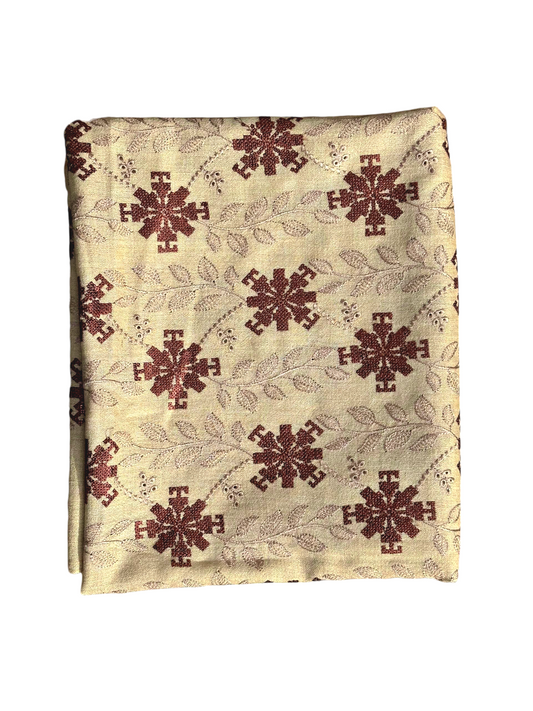 Premium Fancy Wool Shawl Beige With Heavy Decorative Motifs